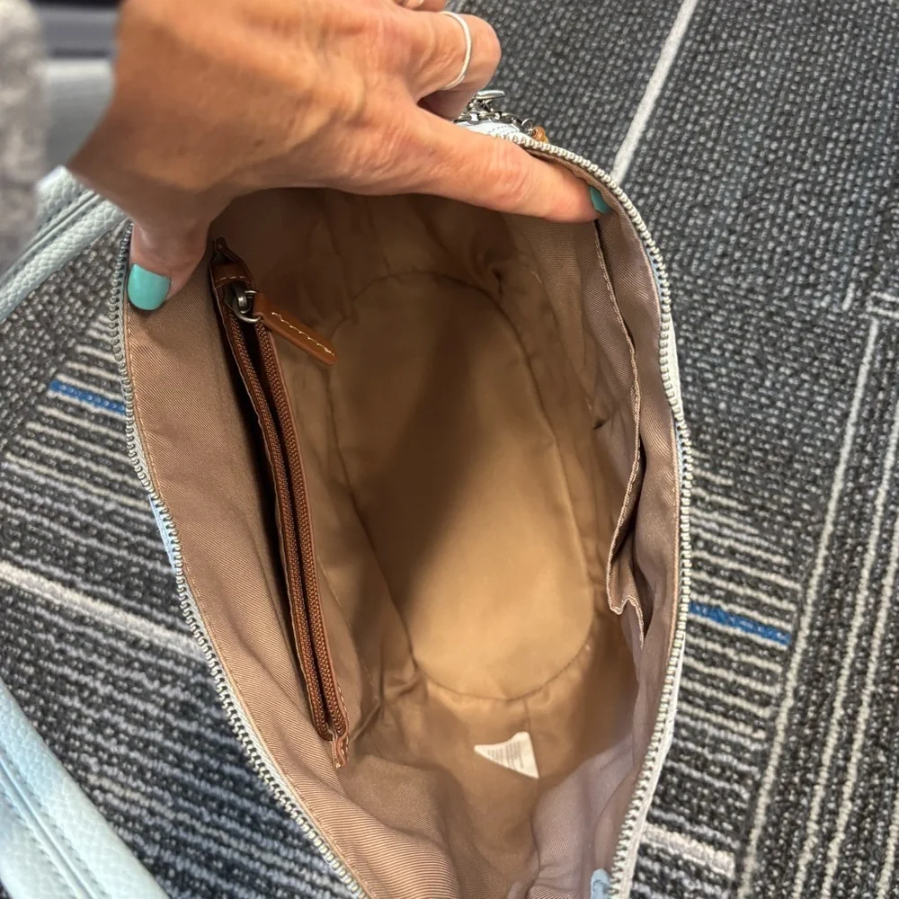 NWT The Sak Sequoia Leather hobo bag Purse (Flaw) Light Blue